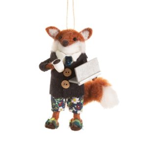 FELTXM101_A Felt Fox Hanging Christmas tree decoration working from home