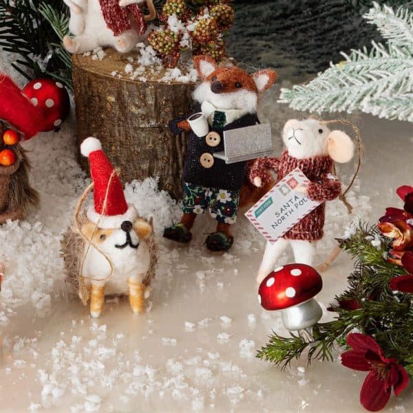 FELTXM101_A Felt Fox Hanging Christmas tree decoration working from home