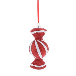 12cm hanging red/white glitter stripped sweet Christmas Decoration