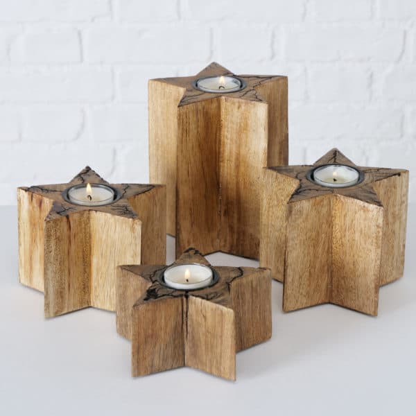 Wooden Christmas Star Tea Light Holders Wooden Christmas Star Tea Light Holders