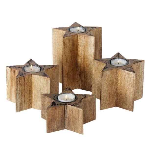 Wooden Christmas Star Tea Light Holders Wooden Christmas Star Tea Light Holders