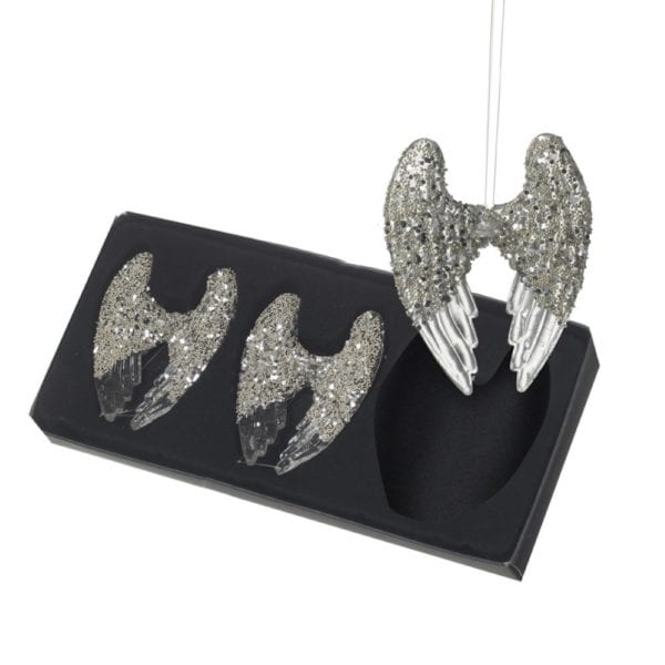 Glass Glitter Wings Christmas Tree Baubles Glass Glitter Wings Christmas Tree Baubles