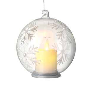 Glass Snowflake Bauble with LED Candle