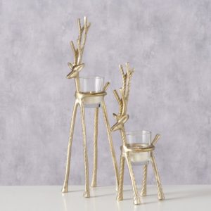 Alfred Tall Deer Gold Colour Tealight Holders