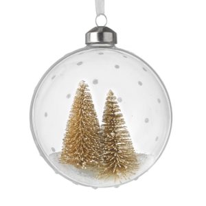 Clear Bauble with Gold Christmas Trees
