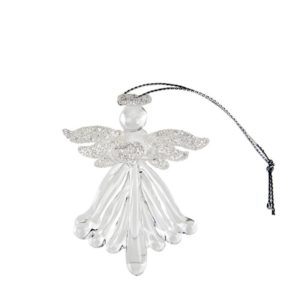 BOC152 Glass Angel decoration with Glitter Wings, Heart and Halo