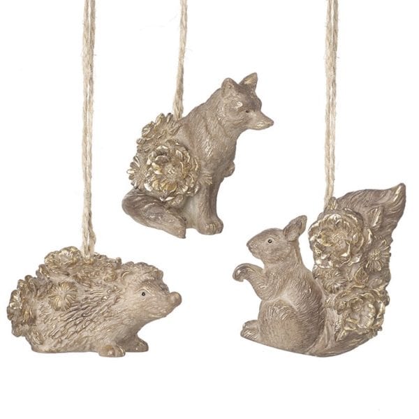 Woodland animal Gold Hanging Christmas Decorations Woodland Theme Woodland animal Gold Hanging Christmas Decorations Woodland Theme