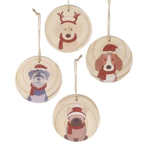 Wooden Christmas Animal Discs