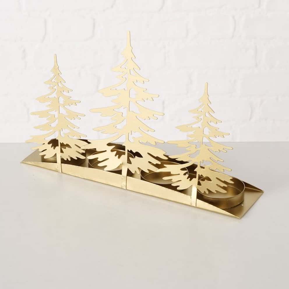 Tealight Holder Foresta Gold Coloured Forest Trees