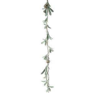 PALE GREEN LEAF GARLAND WITH PINECONE