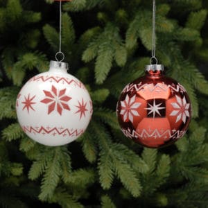 scandi red and white baubles