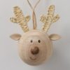 Round Wooden Ball Hanging Reindeer Christmas Decoration Round Wooden Ball Hanging Reindeer Christmas Decoration