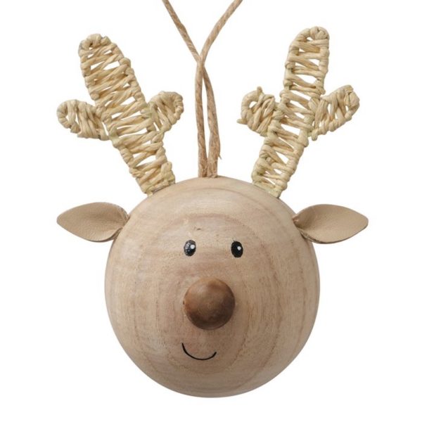 Round Wooden Ball Hanging Reindeer Christmas Decoration Round Wooden Ball Hanging Reindeer Christmas Decoration