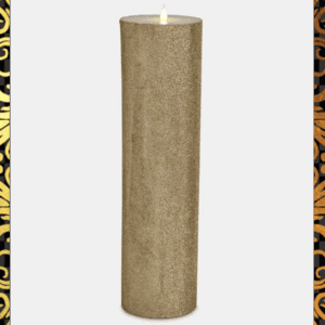 Extra Tall Gold Glitter Flickering LED Candle with Timer