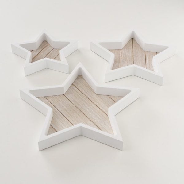 Set of 3 Wooden Star Trays, Stern Boltze Christmas Decor Set of 3 Wooden Star Trays, Stern Boltze Christmas Decor