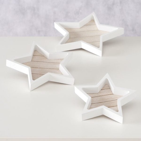 Set of 3 Wooden Star Trays, Stern Boltze Christmas Decor Set of 3 Wooden Star Trays, Stern Boltze Christmas Decor