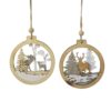 Wood Bauble Shape Hanging Decorations Deer
