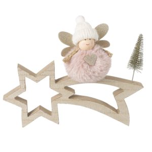 Fluffy Fairy on a Wooden Shooting Star