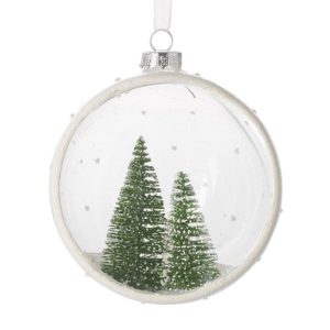 Christmas Trees in Clear Baubles with white spots snowy effect
