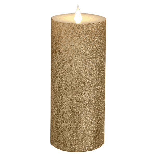 Medium Gold Glitter LED Candle in Box Medium Gold Glitter LED Candle in Box