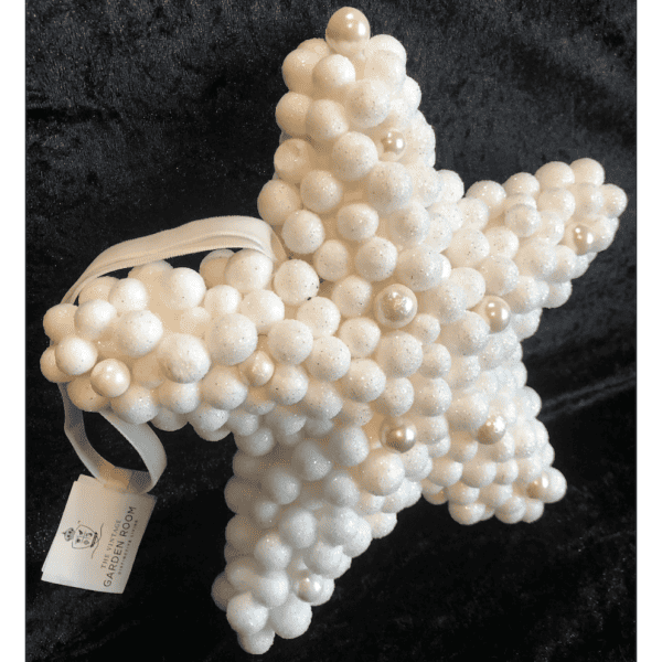White Beaded Hanging Christmas Star White Beaded Hanging Christmas Star