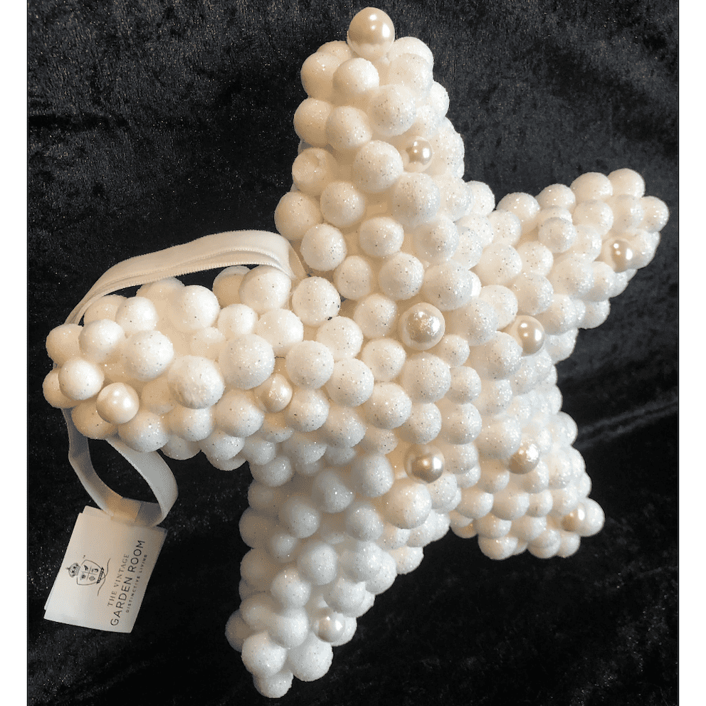White Beaded Hanging Christmas Star