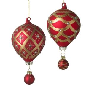 Gold And Red Glass Balloon Baubles