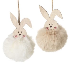 Hanging Fluffy Bunny Easter Decoration