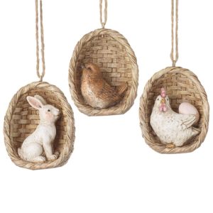 Hanging Animals Easter Decorations In Egg Basket