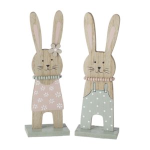 Pastel Wooden Rabbits with Necklaces