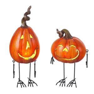 Metal And Resin Pumpkin Mix Led Light Up