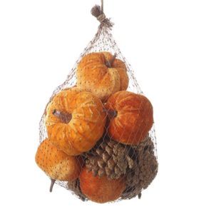 Velvet Pumpkins With Pine Cones Set KAA057